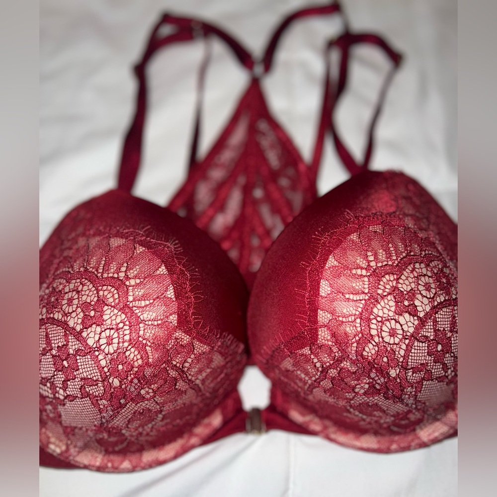 Victoria's Secret Red Lace Bra with Strappy Detail